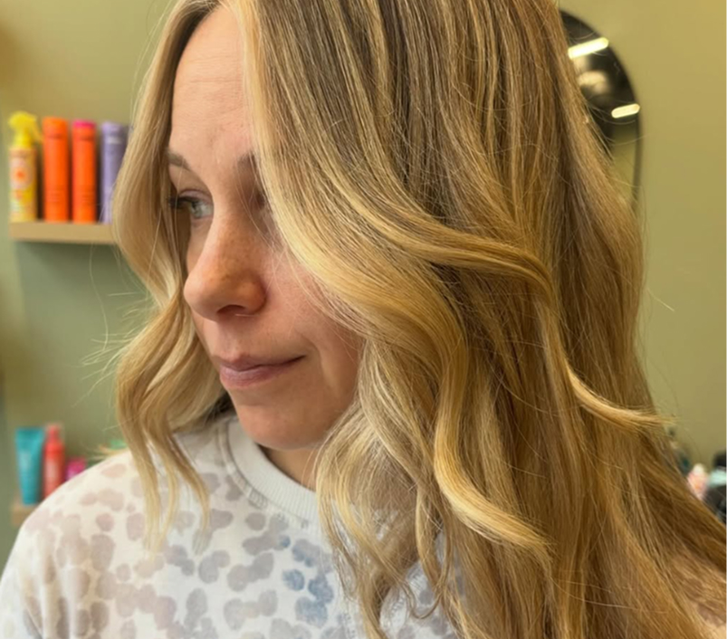 customer with blonde hair in new freedom pa with color services